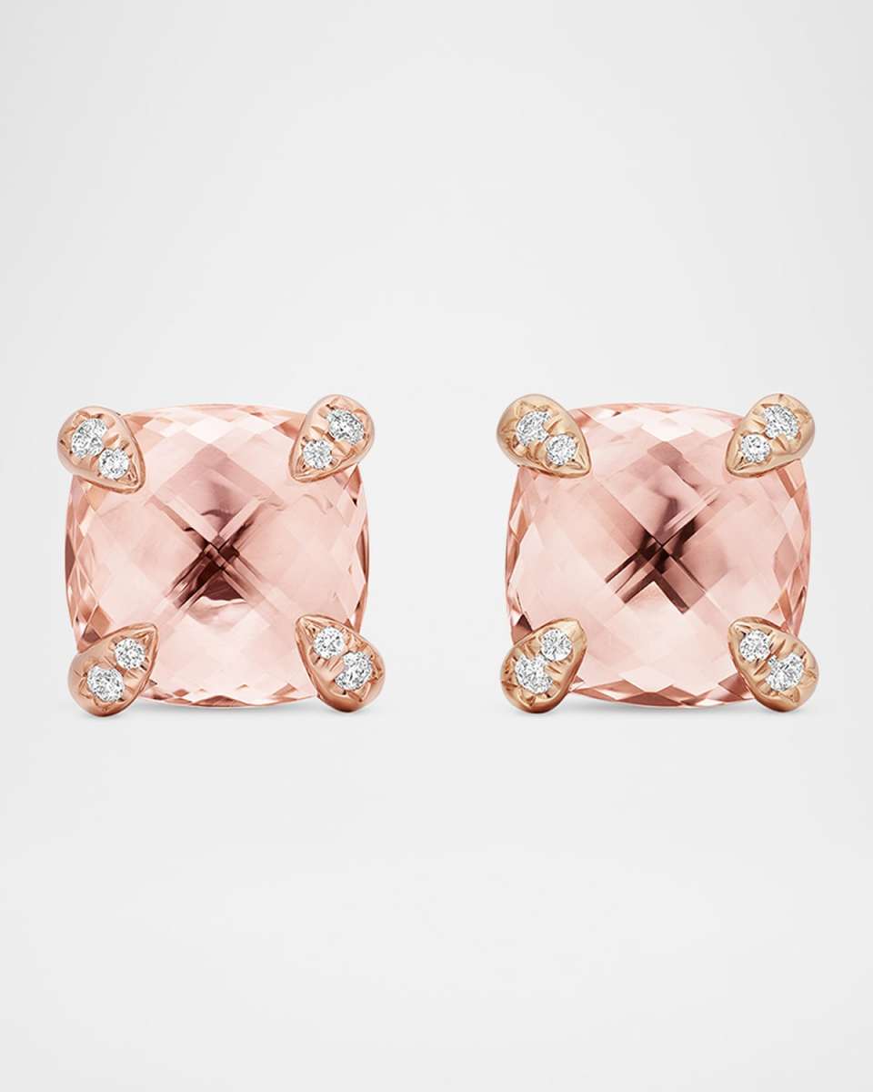 Chatelaine 18k Rose Gold Stud Earrings w/ Morganite